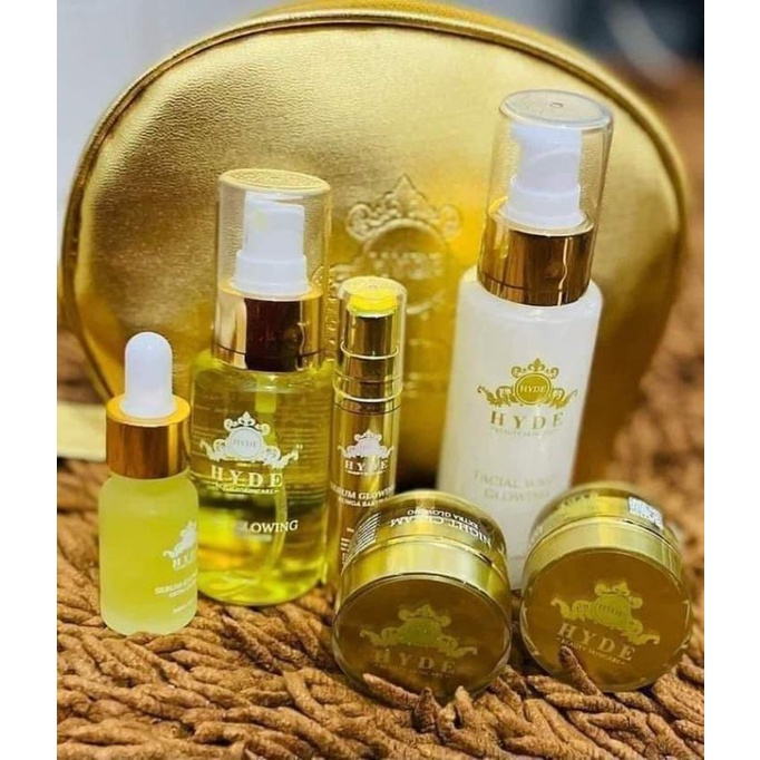 HYDE BEAUTY SKINCARE ORIGINAL BPOM PAKET GLOW ISI 5 ( SABUN MUKA, KRIM SIANG, KRIM MALAM, TONER, SER