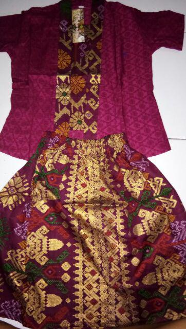 Setelan Batik Anak Model Kutubaru Bahan Katun Pink
