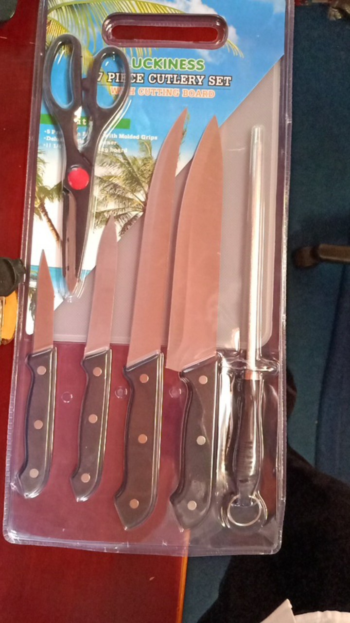 Luxury Homes-set Pisau Dapur+talenan / Set Pisau Dapur 7pcs / Kitchen Knife / Pisau Daging