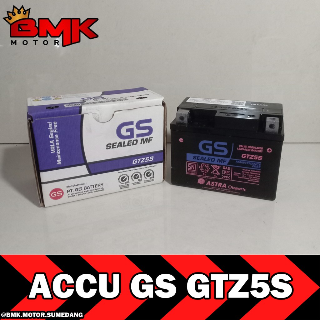 ACCU AKI MOTOR GS ASTRA GTZ5S KERING BEAT, VARIO, SCOOPY, MIO DLL