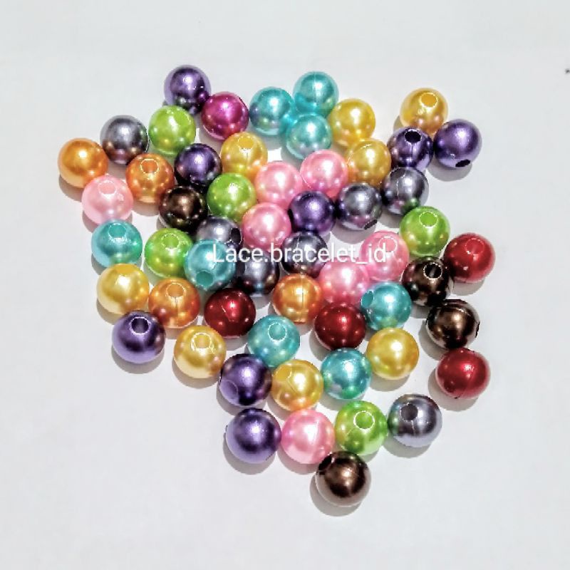 Manik Manik / Mute Mutiara Imitasi Ringan MIX KILAP  8mm untuk Aksesoris Gelang kalung