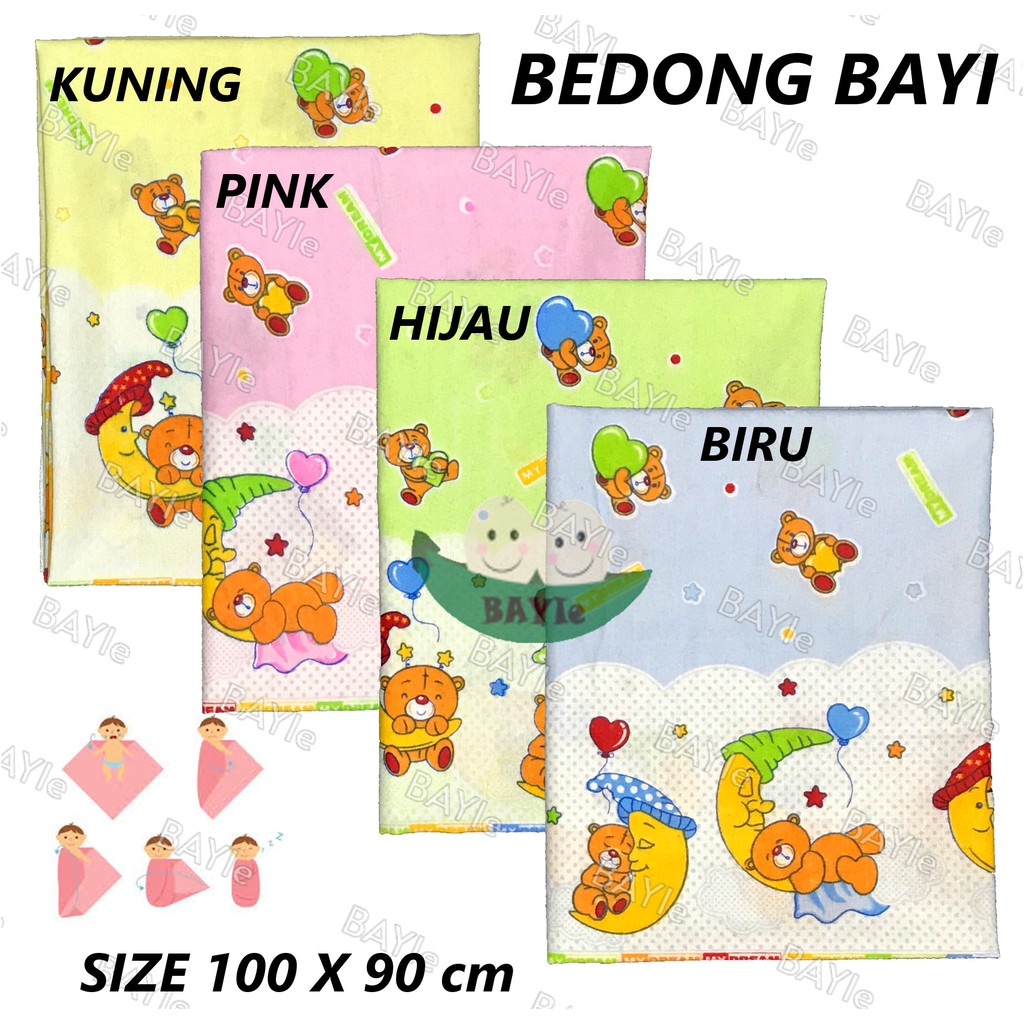 BAYIe - Bedong Bayi Kain Flanel Size 100 x 90 cm / Selimut bayi / Alas tidur bayi