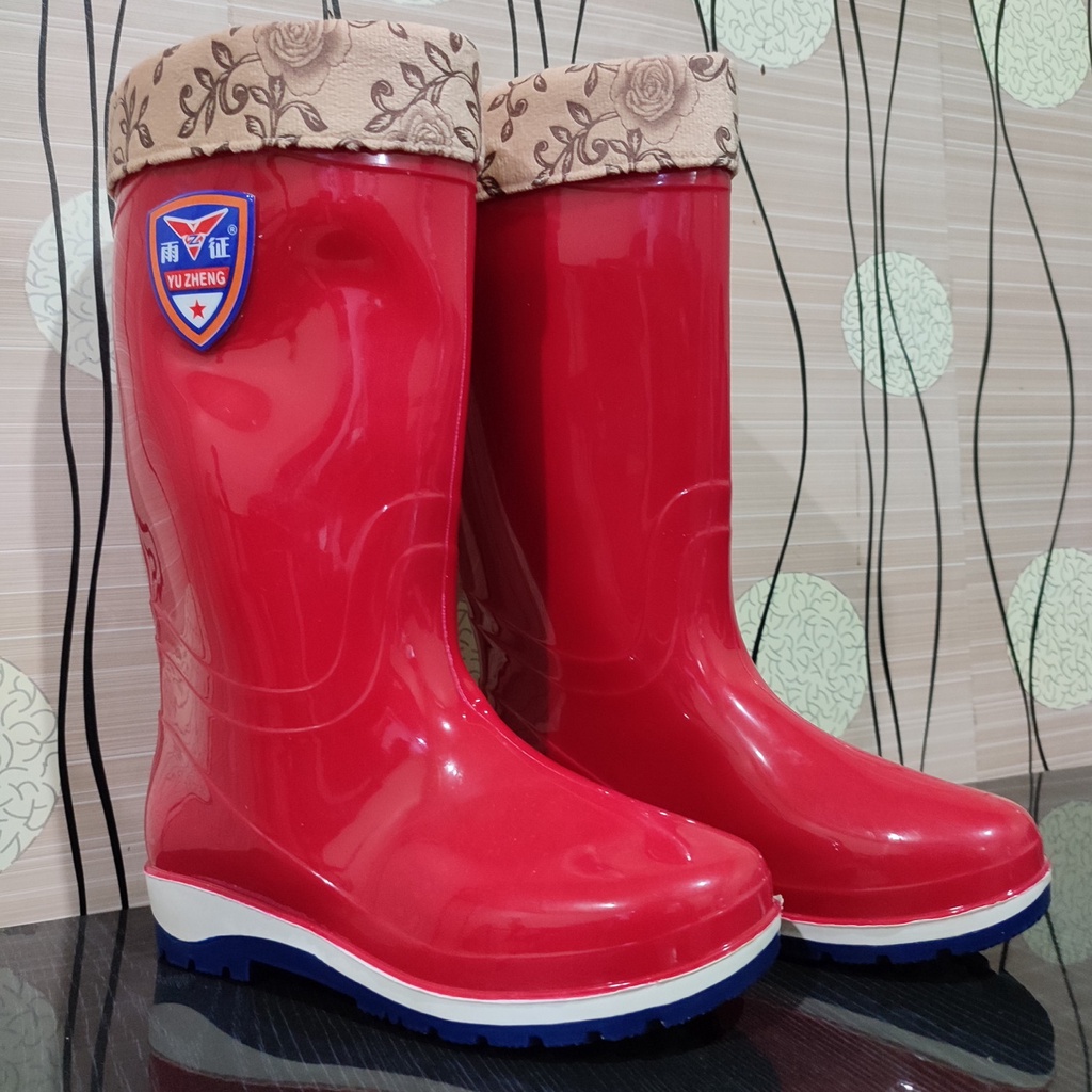 SEPATU BOOT KARET PENDEK WANITA 33cm DILENGKAPI KAUS KAKI SEPATU KARET ANKLE BOOTS PENDEK