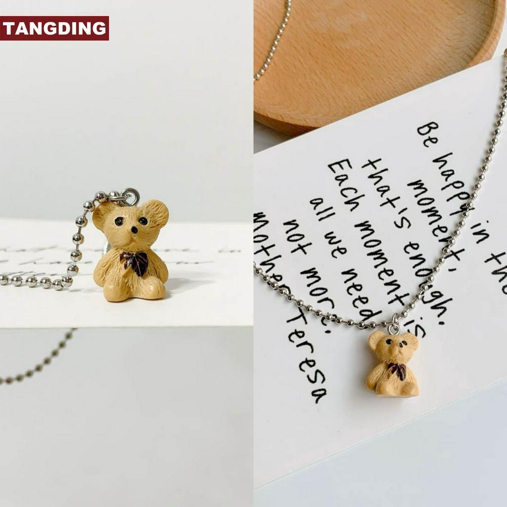 【COD Tangding】Fashion Bear Necklace Korea Fashion Cute Bear Pendant Accessories