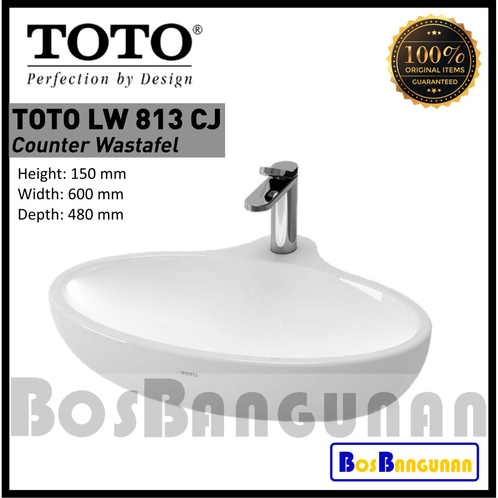Jual Wastafel Counter TOTO LW 813 CJ / Wastafel Meja Oval TOTO LW813CJ