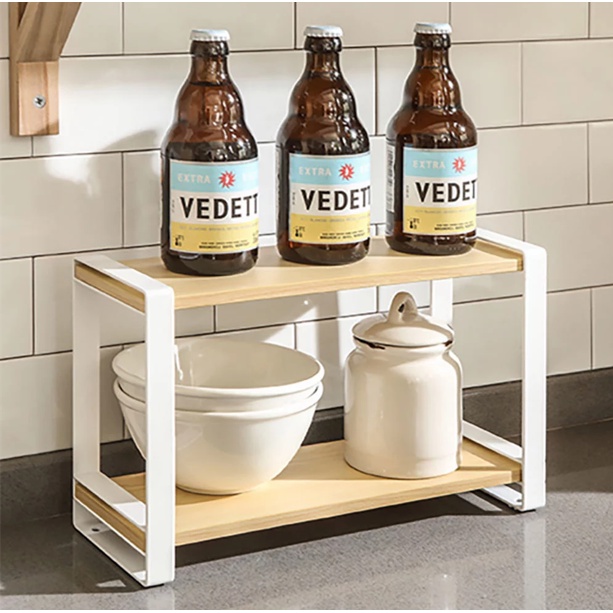 Rak Bumbu Dapur/Rak Dapur 2 Susun/Rak Susun/Rak Serbaguna/Rak Kayu Besi