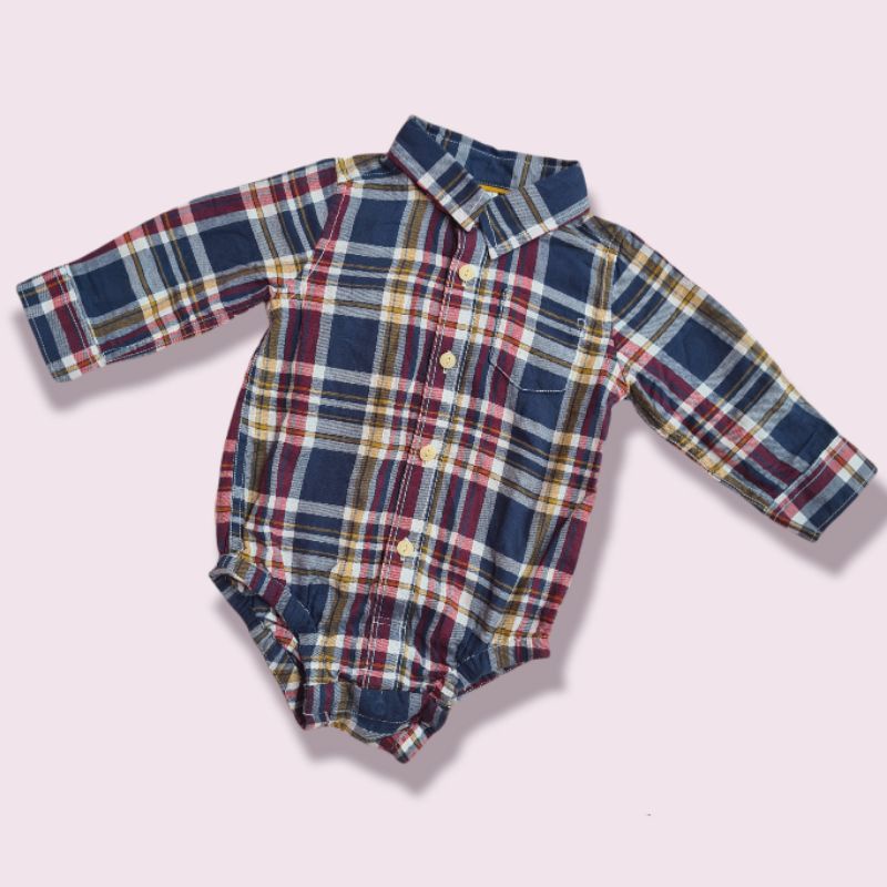 Termurah Kemeja Jumper Anak Bayi Baby Gap Button Front Bodysuit Original-4
