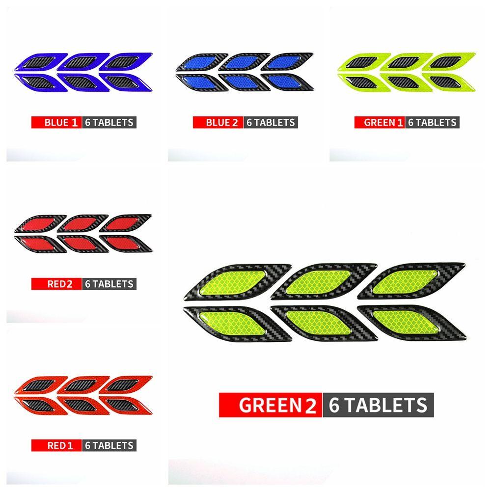 Top 6pcs/Set Stiker Reflektif Mobil Ekor Dekoratif Eksterior Mobil Universal Safety Safety Warning Sticker Anti Gores