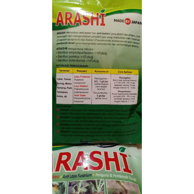 Arashi Anti Layu Bakteri Anti Layu furasiun dan Pembenah Tanah Kemasan 100gr Original