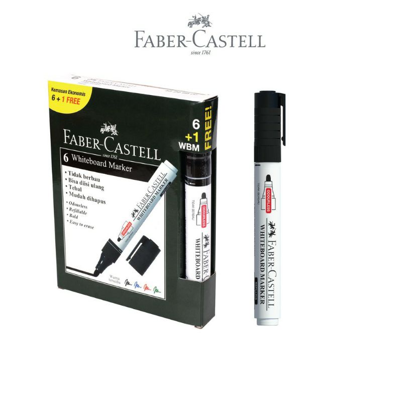 

Faber-Castell Spidol Whiteboard Marker 6 free 1 Ink Black