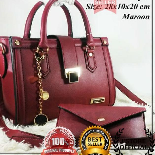 ♦ Tas Wanita CK Office 045 handbag charles and keith Batam Impord Original branded Asli selempang ♥