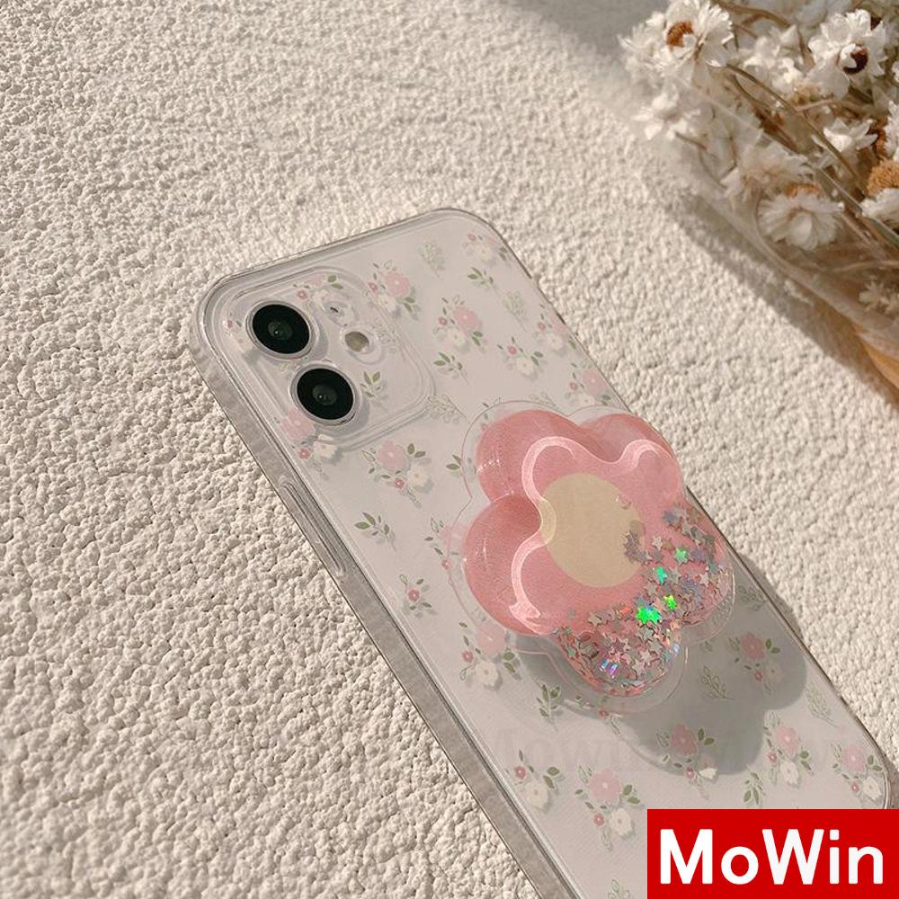 Soft Case Silikon Transparan Motif Bunga Dengan Popsocket Untuk Iphone 13 Pro Max 12 11 Pro Max 7