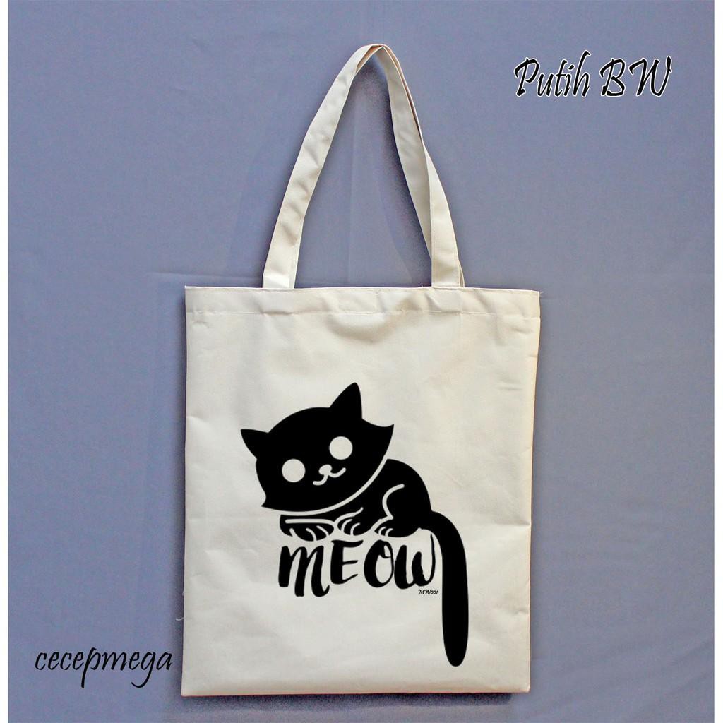 Unik totebag / tas tote motif meow MW001 Murah