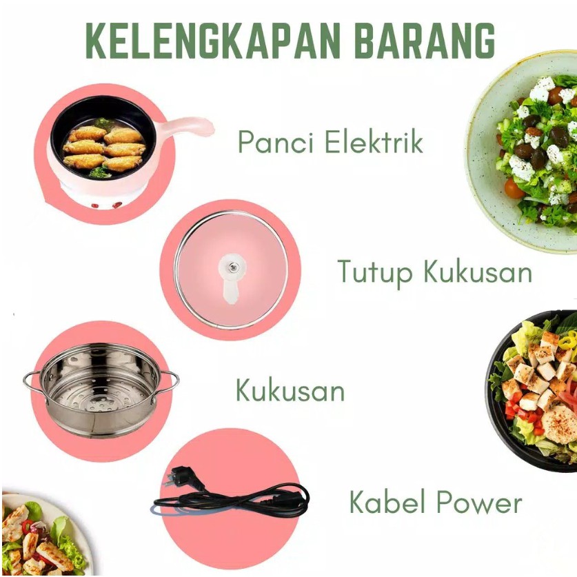 Panci Elektrik 18cm Lapisan Keramik / Electric Fry Pan / Multifunctional Electric Fry Pan , Shenar