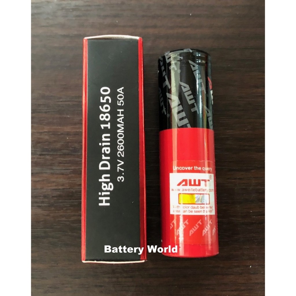 Battery Baterai Batere 18650 AWT 2600mAh 50A (bukan LG HG2 / AWT)