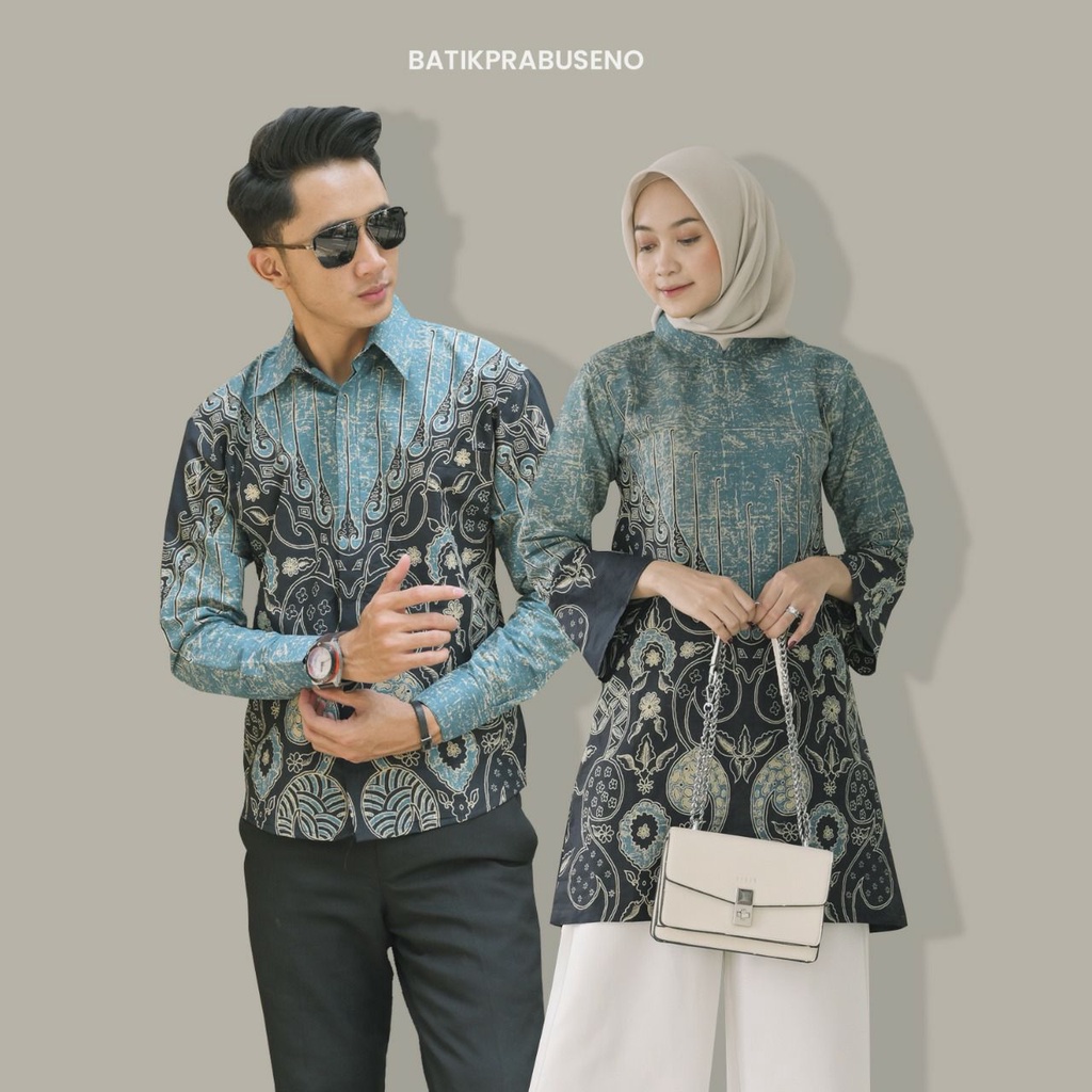 PRABUSENO // Prisai Ijo Baju Batik Couple Sarimbit Pria Wanita Lengan Panjang Asli Batik Prabuseno S