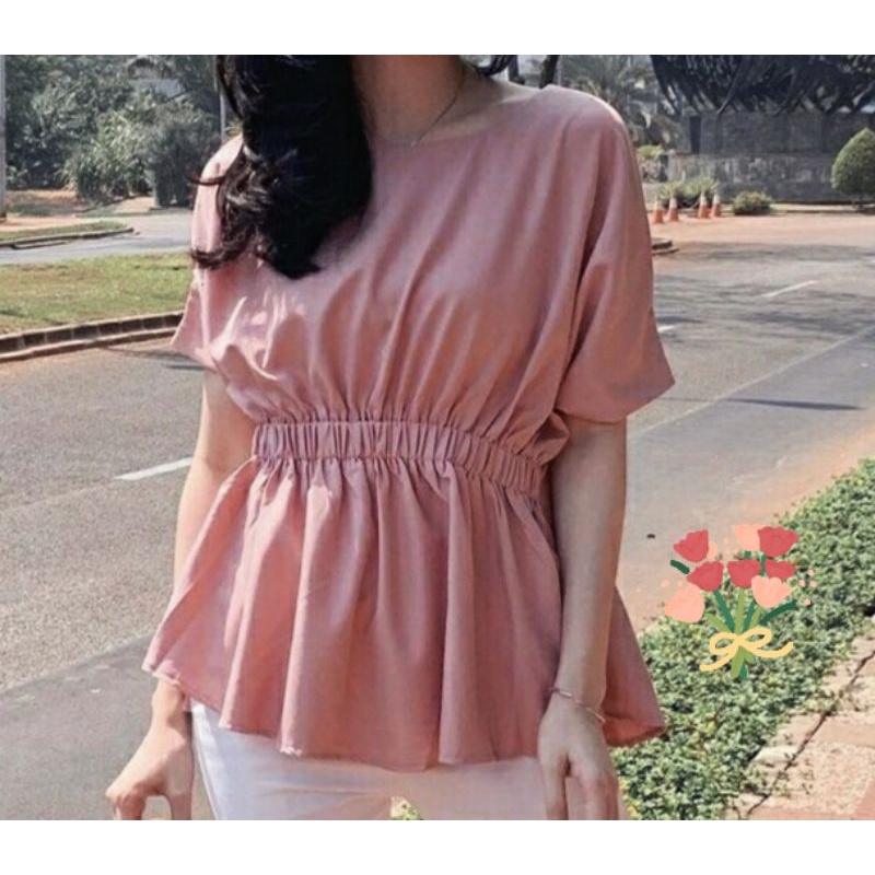 Shifa Top Crinkle Airplow Atasan Blouse Wanita / Baju Lengan Pendek Terbaru