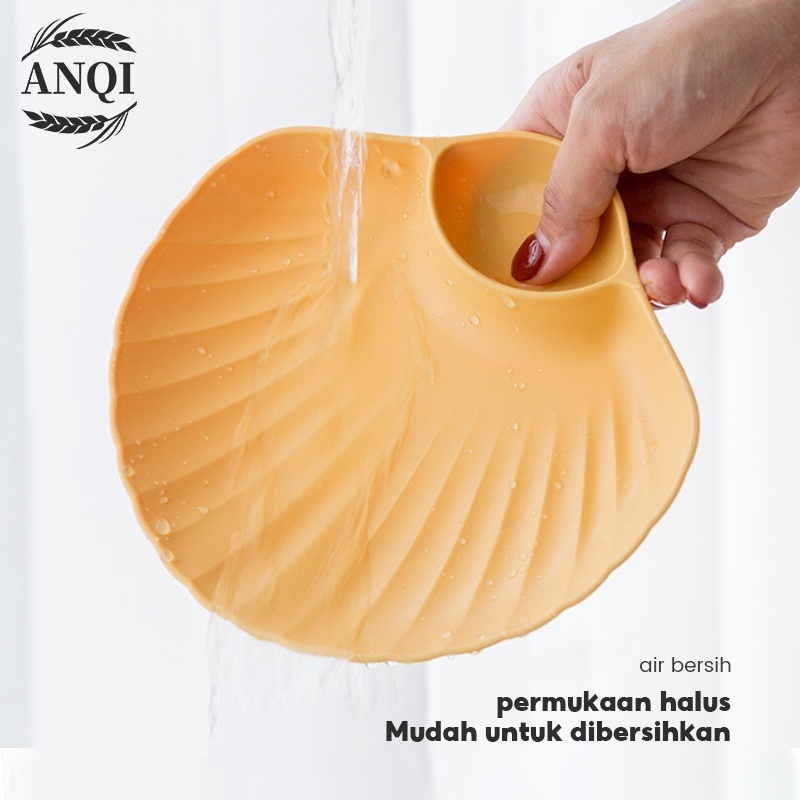 ANQI 1888 Piring Kerang Shell Plate Kue Roti 2in1 Tempat Saos Kecap VS-90