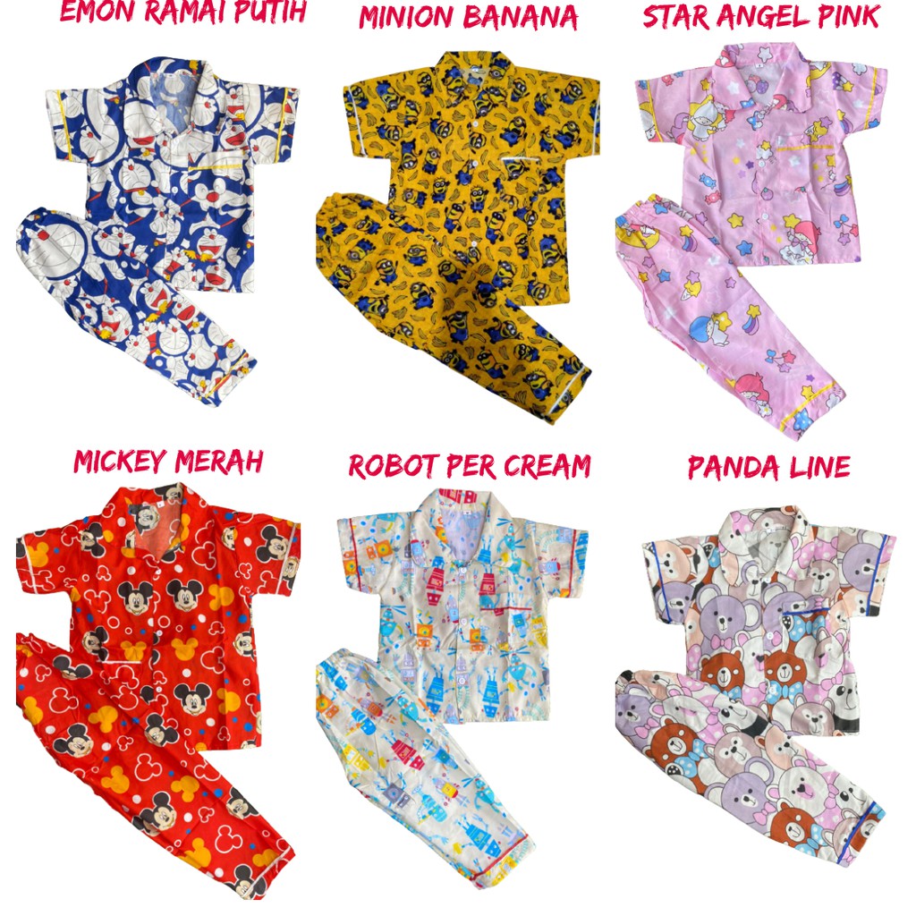 Piyama anak JUNIOR bisa pilih motif usia 6-12 th KODE A