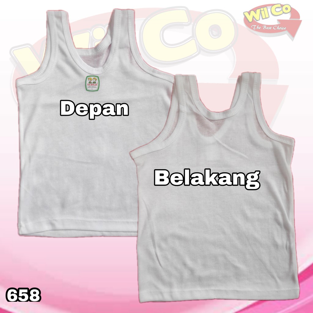 K658 - (Harga Per 1 Potong) SINGLET KAOS DALAM ANAK COWOK PAKAIAN DALAM ANAK NICOLAS USIA 1 - 11 TH