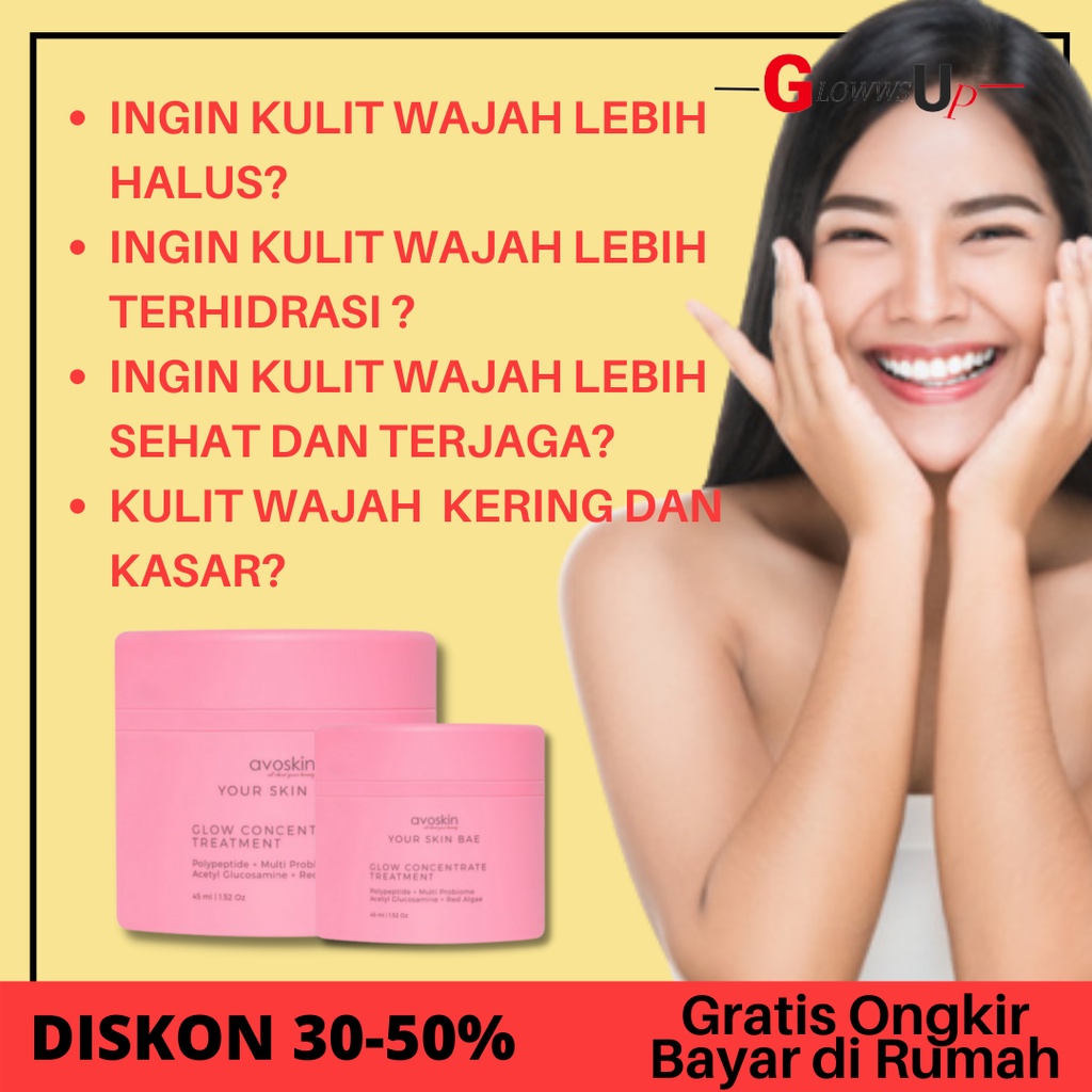 Pelembab Wajah Penghillang  Kerutan Wajah Avoskin YSB Glow Concentrate Polypeptide + Microbiome + A. Glucosamine Perawatan  Wajah