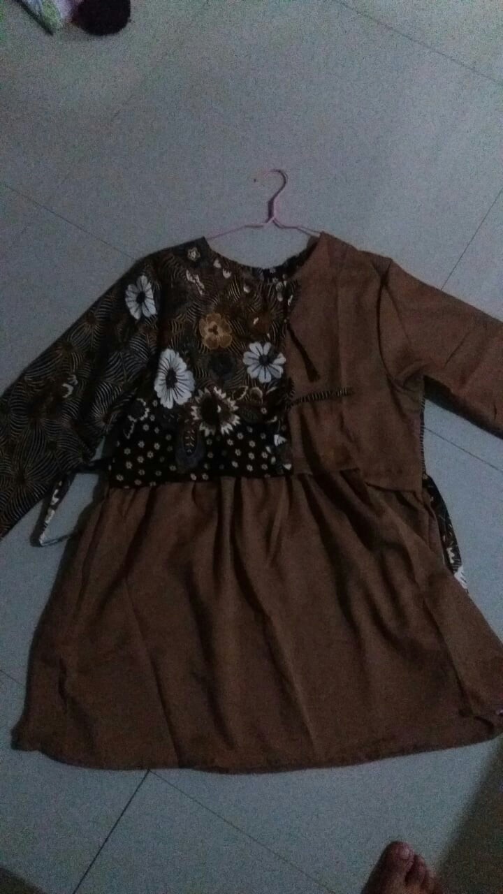 Tey-17 Batik Wanita Asj Sa Hrb026 Kenongo Kemeja Tosca Pendek