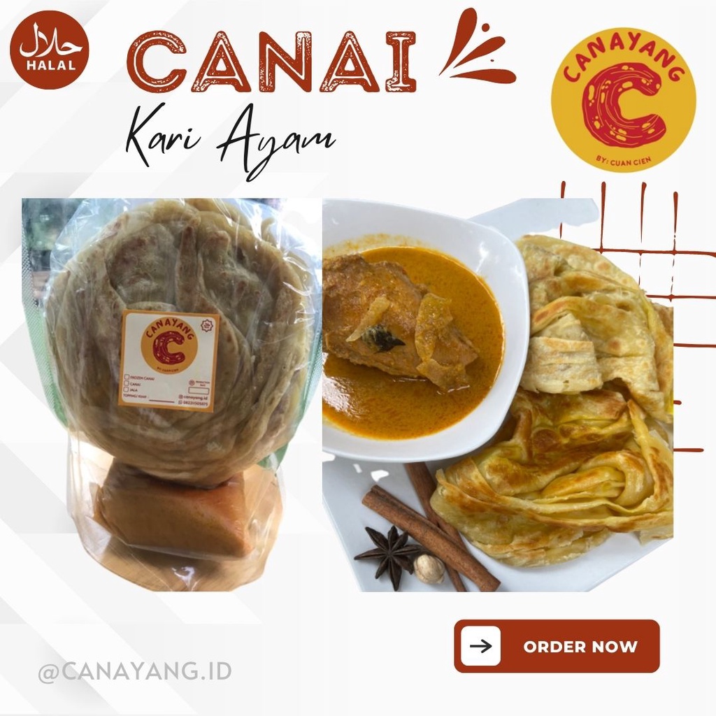 

Roti Cane / Roti Canai / Roti Maryam Frozen (5pcs) Dengan KARI AYAM