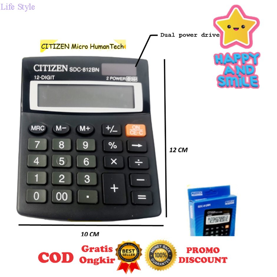 Kalkulator Citizen Asli Ori Citizen SDC812BN Kalkulator Besar Digital Dagang Sekolah Kantor Calculat