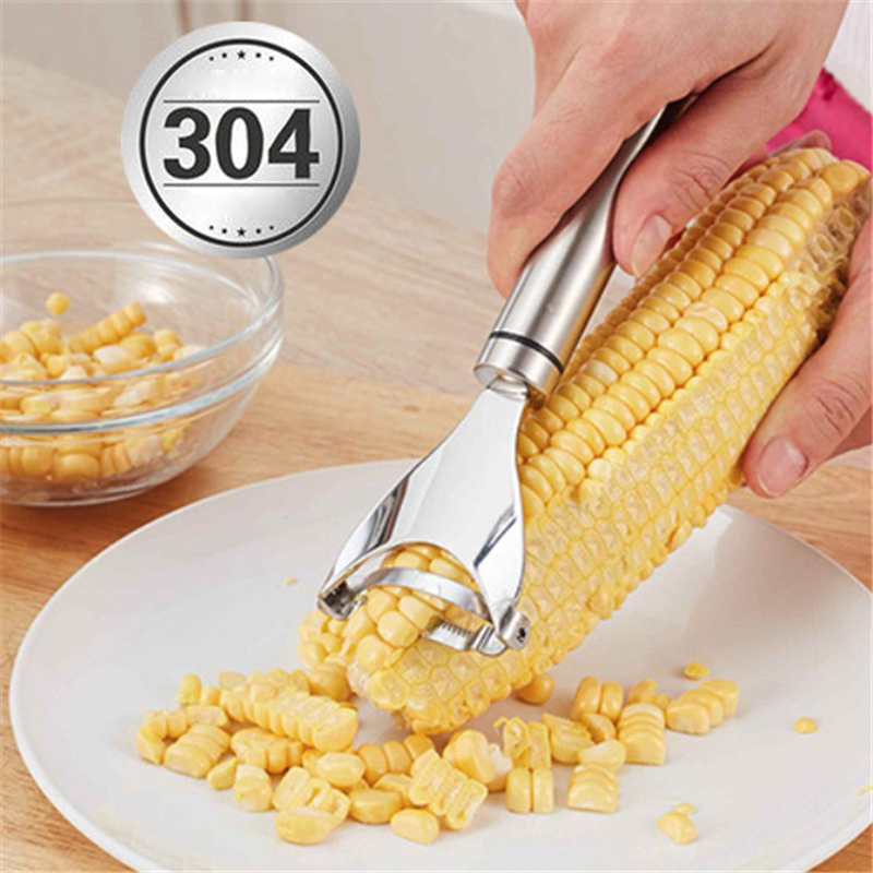 Corn Thresher Peeler Stainless Steel Corn Peeler Slicer Manual Corn Kernel Stripper Cob Kitchen Tools