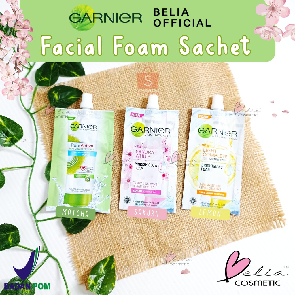 Garnier Facial Foam Sacheet 9ml / Sakura White / Light Complete / Pure Active Matcha (Faizaa Store)