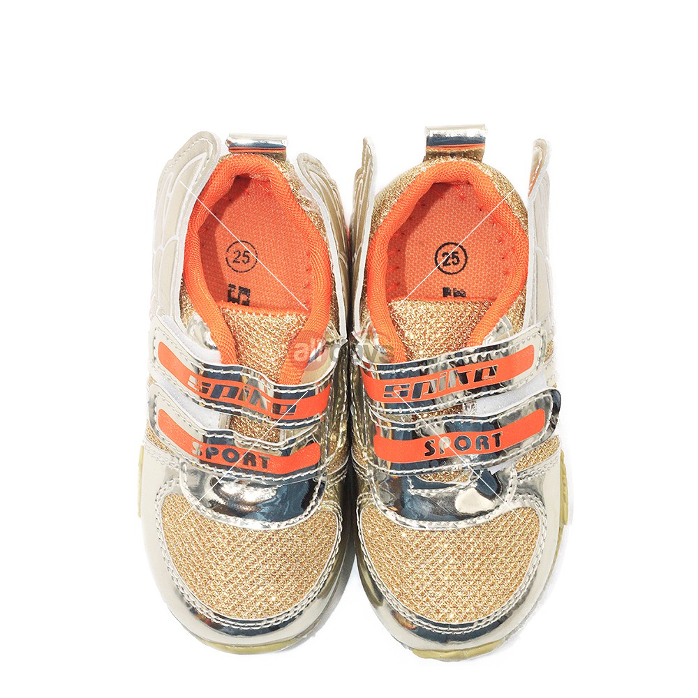 Spike Sepatu Sneakers Anak Laki-Laki LED BYU 5359 - Gold