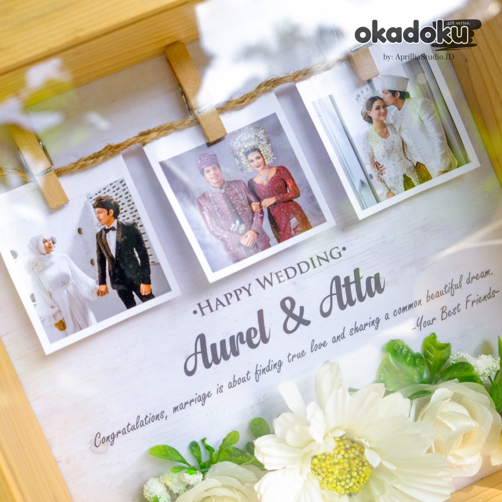 KADO PERNIKAHAN FILEA, FRAME BINGKAI CUSTOM FOTO UKURAN 20x20 CM