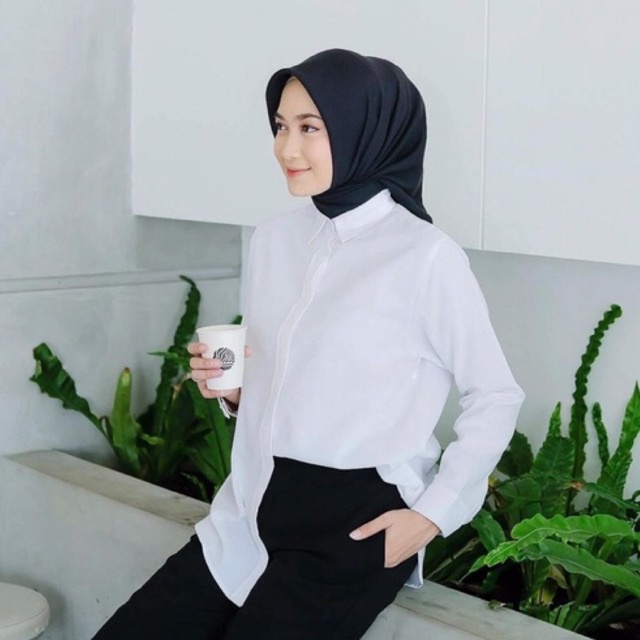 nolabels | KEMEJA WANITA PUTIH POLOS  | KEMEJA KERJA FORMAL WANITA HITAM PUTIH | KEMEJA BASIC WANITA OVERSIZE LENGAN PANJANG | KEMEJA POLOS BASIC / KEMEJA PUTIH BERSIH KULIAH OSPEK / KEMEJA BASIC TOP / KEMEJA WANITA POLOS LENGAN PANJANG