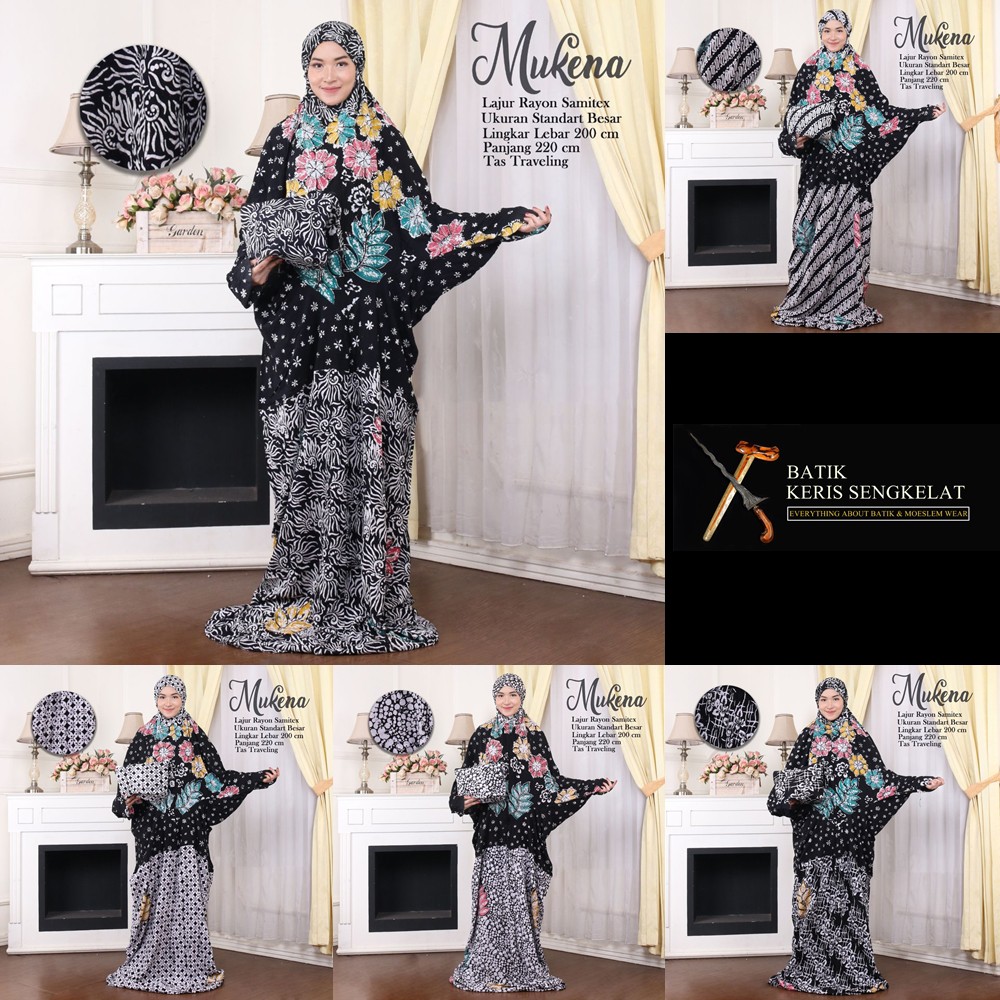 Mukena Batik Lajur Hitam Terusan Dewasa Original BR Pekalongan