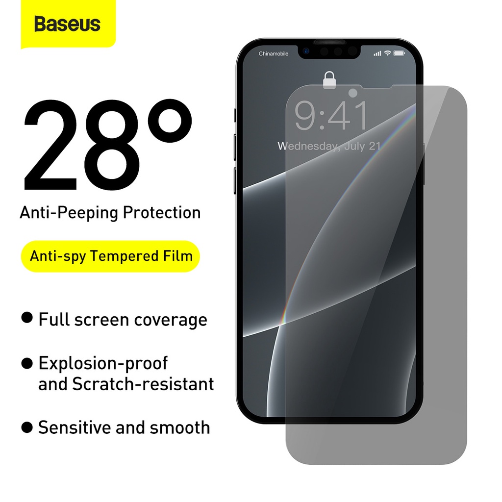 Baseus iPhone 13 Mini/13/Pro/13 Pro Max Tempered Glass Anti Spy