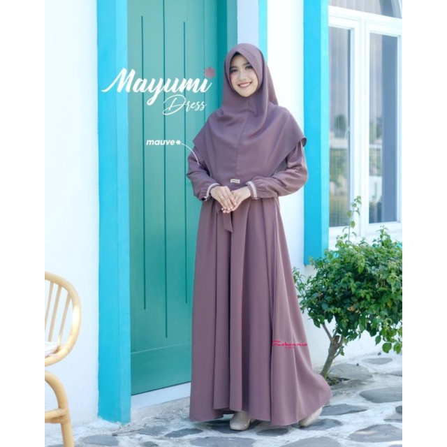 Mayumi Dress Set Khimar - Zabannia (Ready Stock)