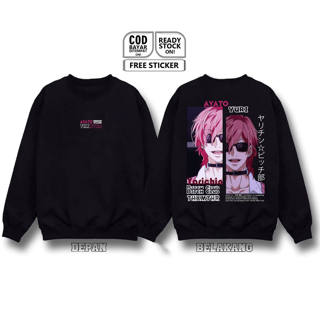 SWEATER CREWNECK AYATO YURI YARICHIN BITCH CLUB TAKASHI YUU KASHIMA TAMURA FUJISAKI ANIME MANGA SIGN