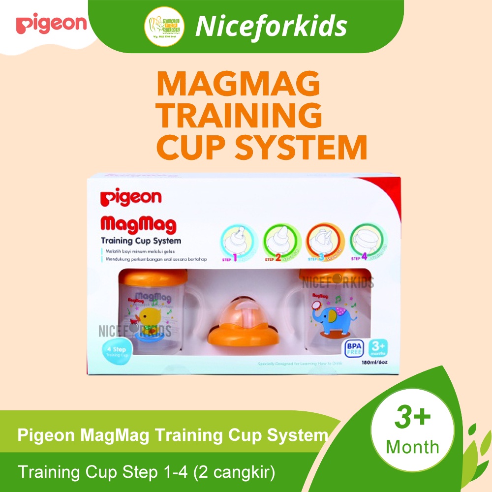 Pigeon Mag Mag Training Cup Isi 2 All In One Set Gelas Cangkir Botol Minum Bayi