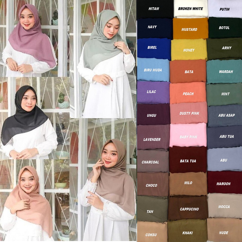 [PART I] Bella Square Polycotton Hijab Segi Empat | Shopee Indonesia