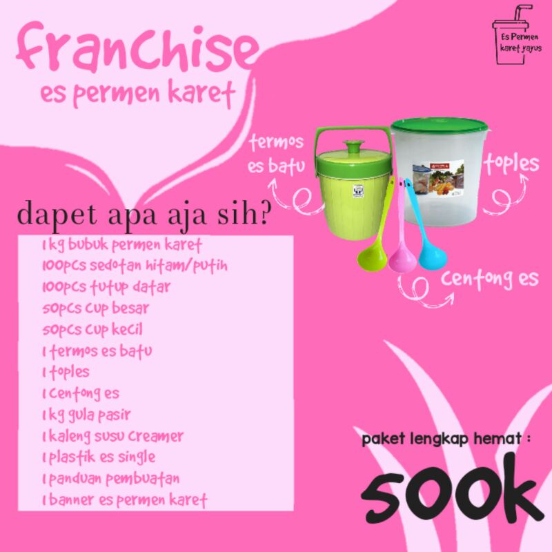 

FRANCHISE ES PERMEN KARET VIRAL, paket lengkap hemat