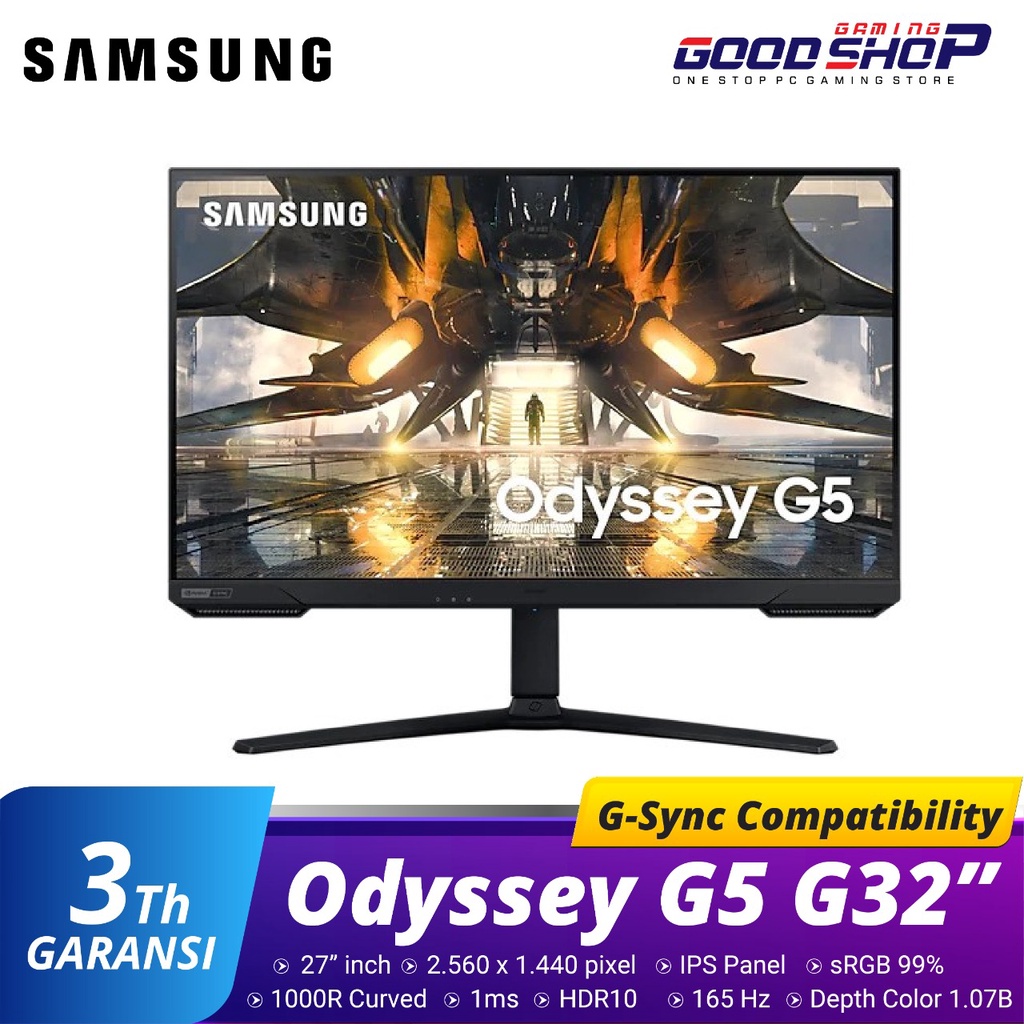 Samsung 32&quot; Odyssey G5 165Hz 1ms QHD IPS G-Sync - Gaming Monitor