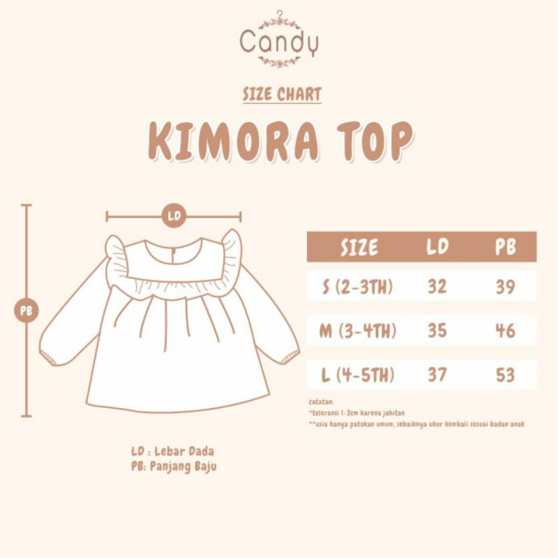 Atasan anak perempuan/Kimora top by candy/Baju anak perempuan