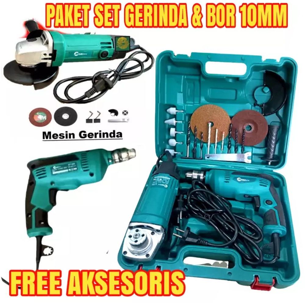 PROMO HANYA HARI INI!!! PAKET BOR GERINDA MAILTANK FREE KOPER Gerinda dan bor - paket pertukangan - power tools - mesin bor -gerinda murah TOOLKIT 24 ITEM BOR 13MM full set