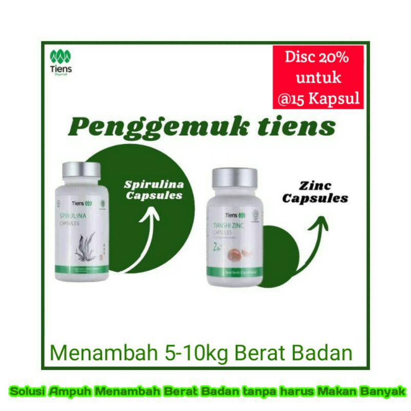 

SuplemenPenambahBeratBadanAmpuh|ECER|Zinc&SpirulinaTIENS