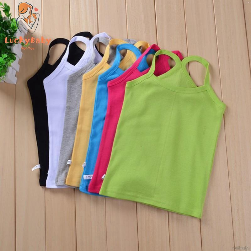  Kaos  T Shirt Casual Tanpa  Lengan  Bahan Katun Warna Polos 