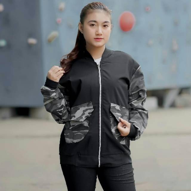 BLACK LORENG JACKET BOMBER CEWE Grosir Jaket