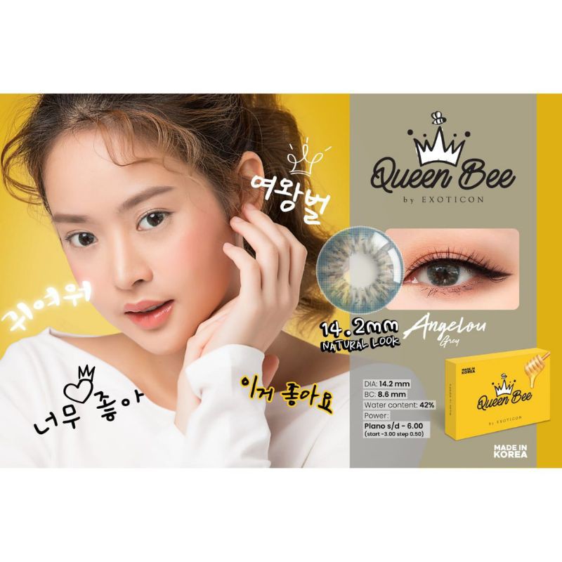 SOFTLENS X2 QUEEN BEE NORMAL &amp; MINUS -0.50 sd -2.50 FREE LENSCASE DIA 14.2 MM BY EXOTICON / Softlen Soflen Soflens