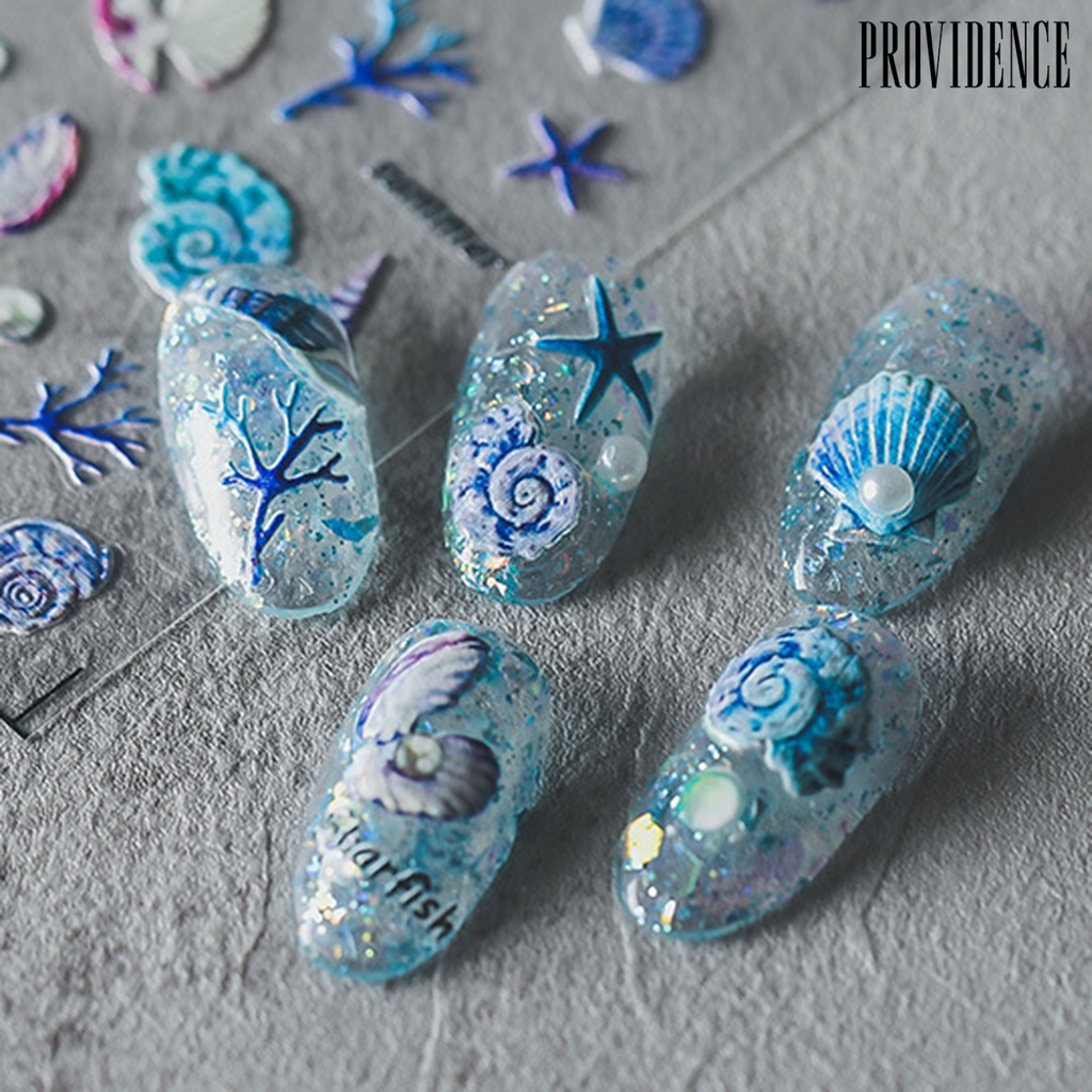 Providence Nail Sticker Vivid Images Ultra Thin Blue Summer Ocean Series Waves Shell Starfish Decals for Manicure