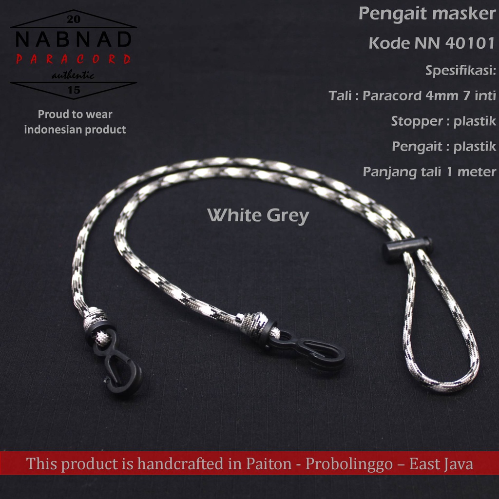 Parodi Tali Masker Strap Masker Paracord Bahan Prusik Pengait Besi Kait Udang Stopper Plastik