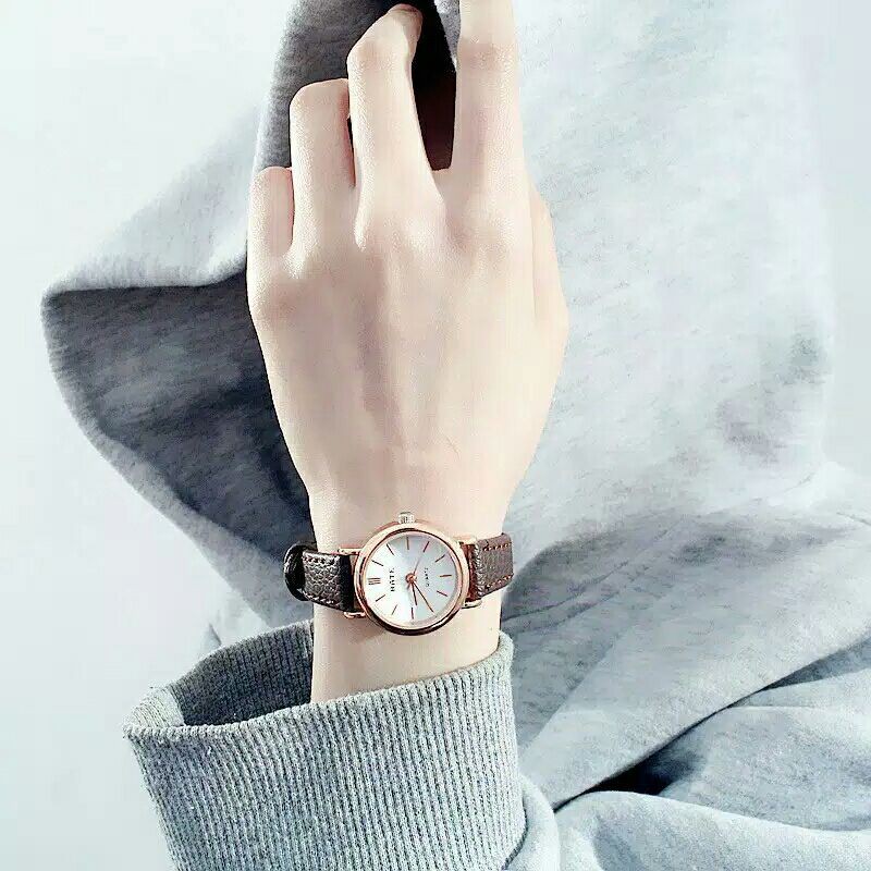 RATE Jam tangan Quarts wanita Korea FREE BATREI  jam tangan bulat kecil jam tangan strap kulit jam t